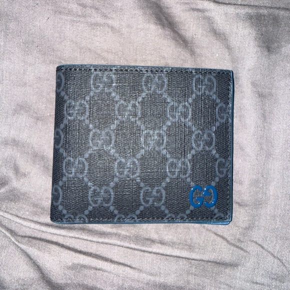 Gucci Black and Blue GG Pattern Card Holder